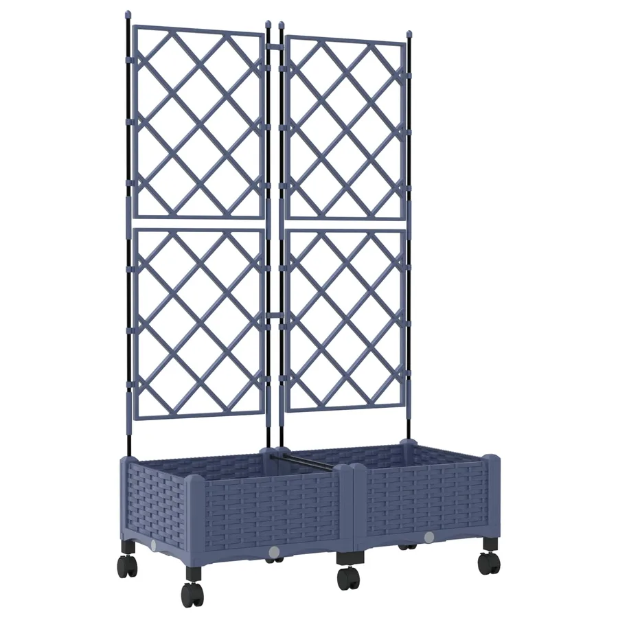 Bac de jardin avec treillis et roues 2 pc Gris PP - 2