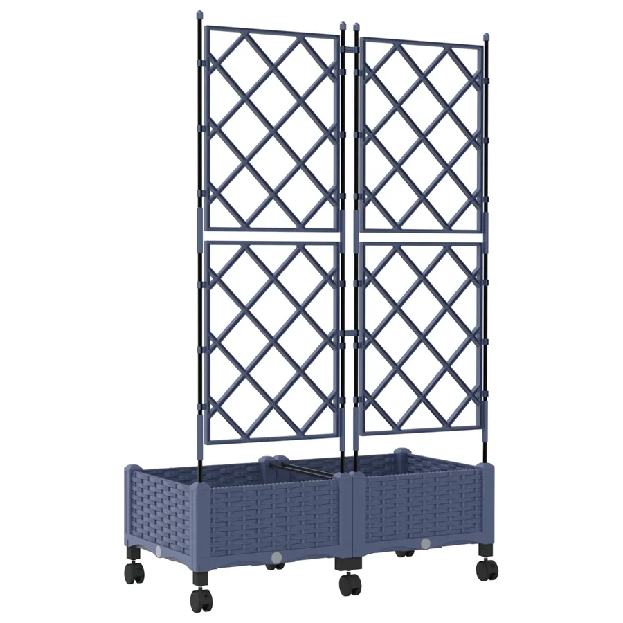 Bac de jardin avec treillis et roues 2 pc Gris PP - 4