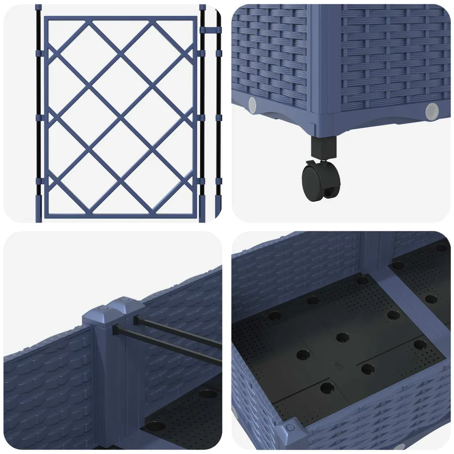 Bac de jardin avec treillis et roues 2 pc Gris PP - 5