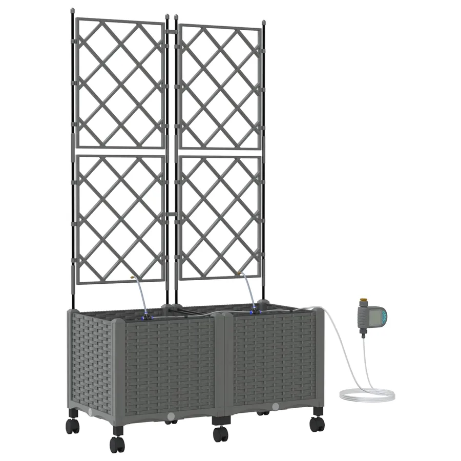 Porte-plante de jardin avec irrigation et roues 2 pc Gris clair - 2