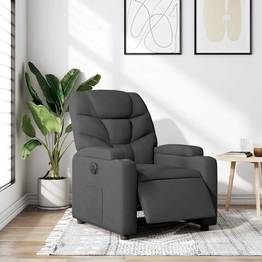 Fauteuil inclinable électrique Noir Tissu - 15