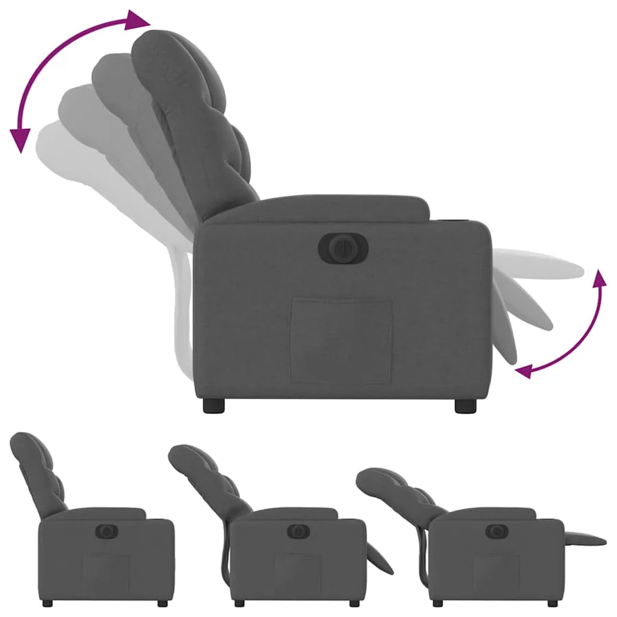 Fauteuil inclinable électrique Noir Tissu - 7