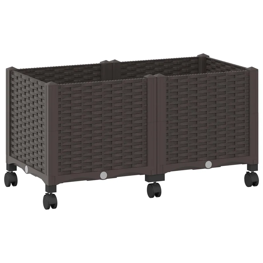 Jardinière avec Roues Marron 80 x 40 x 44 cm PP - 2