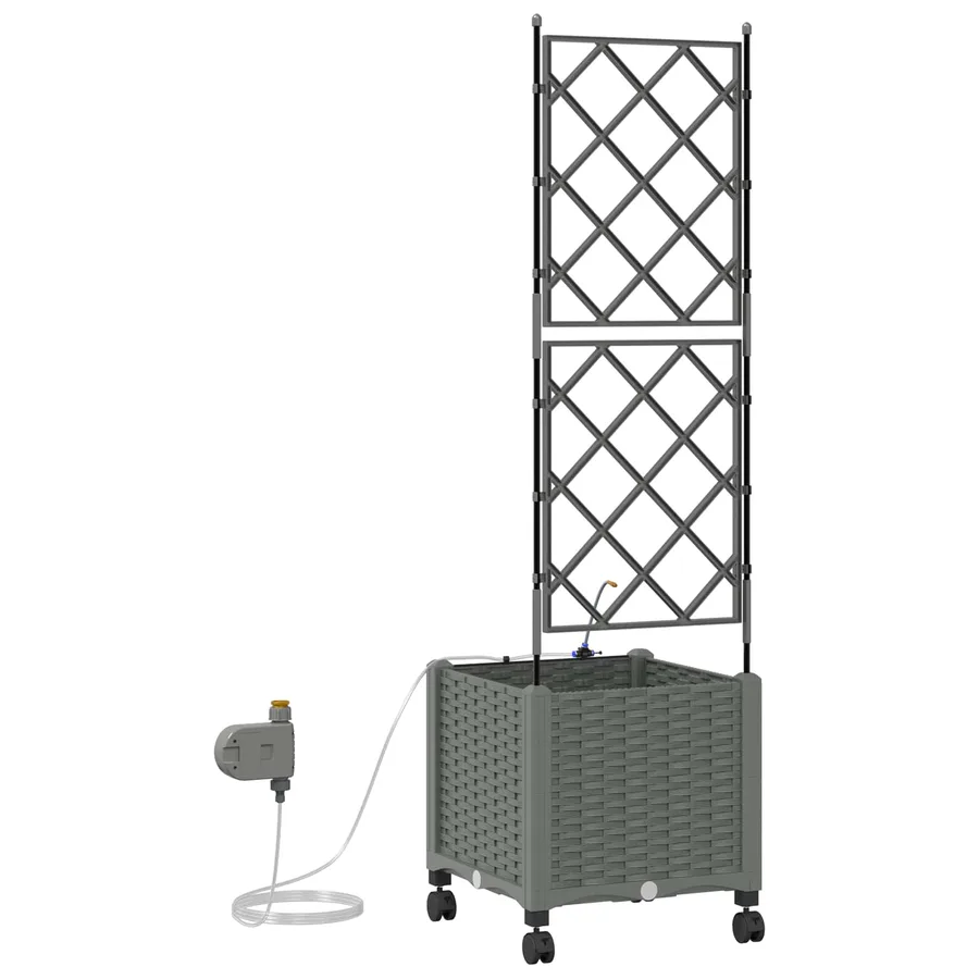 Porte-plante de jardin avec irrigation et roues Gris clair PP - 4