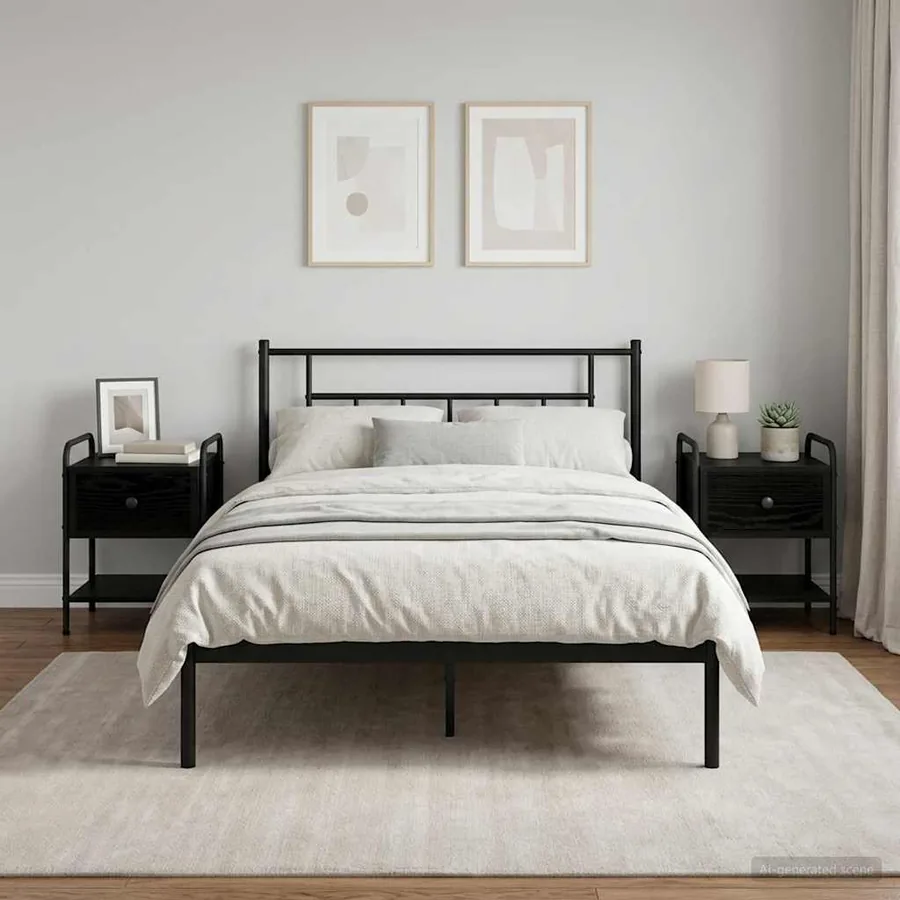 Table de chevet 2 pc Chêne noir Bois d'ingénierie