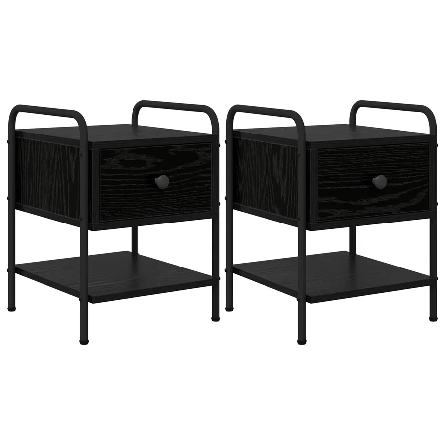 Table de chevet 2 pc Chêne noir Bois d'ingénierie - 2