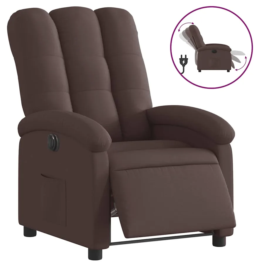 Fauteuil inclinable électrique Marron foncé Tissu - 2