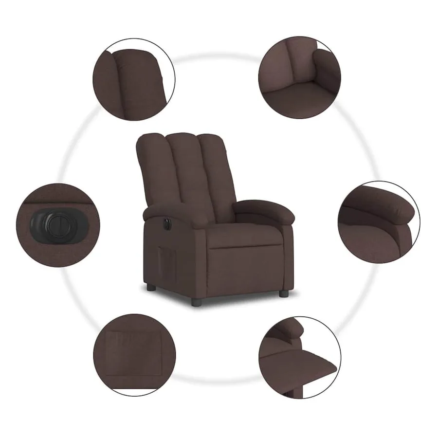 Fauteuil inclinable électrique Marron foncé Tissu - 8