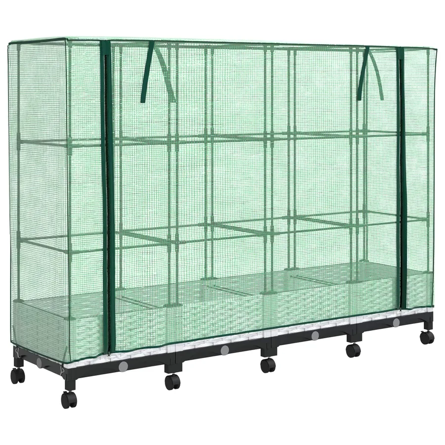Jardinière de jardin avec couverture de serre et roues 4 pc PP - 2