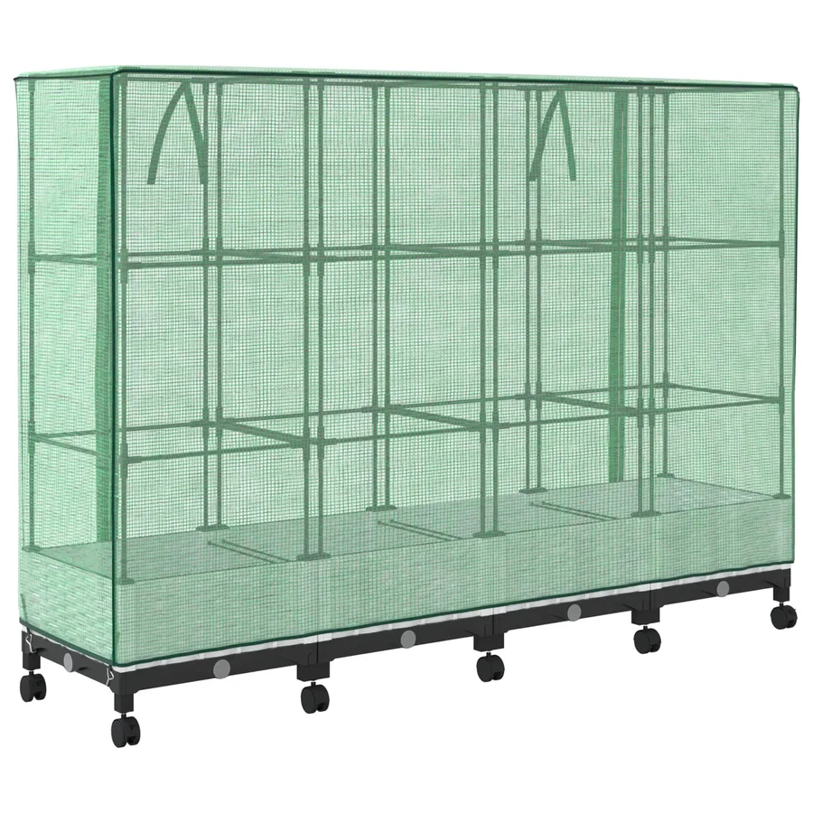 Jardinière de jardin avec couverture de serre et roues 4 pc PP - 4