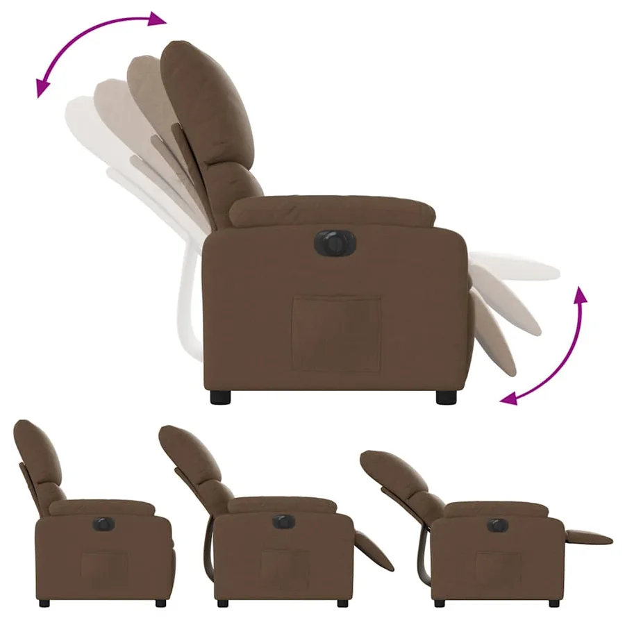 Fauteuil inclinable électrique Marron Tissu - 7