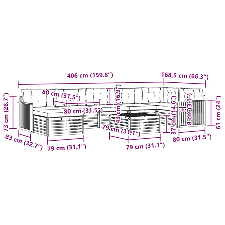 Ensemble de canapés d'extérieur 8 pc Blanc et anthracite - 9