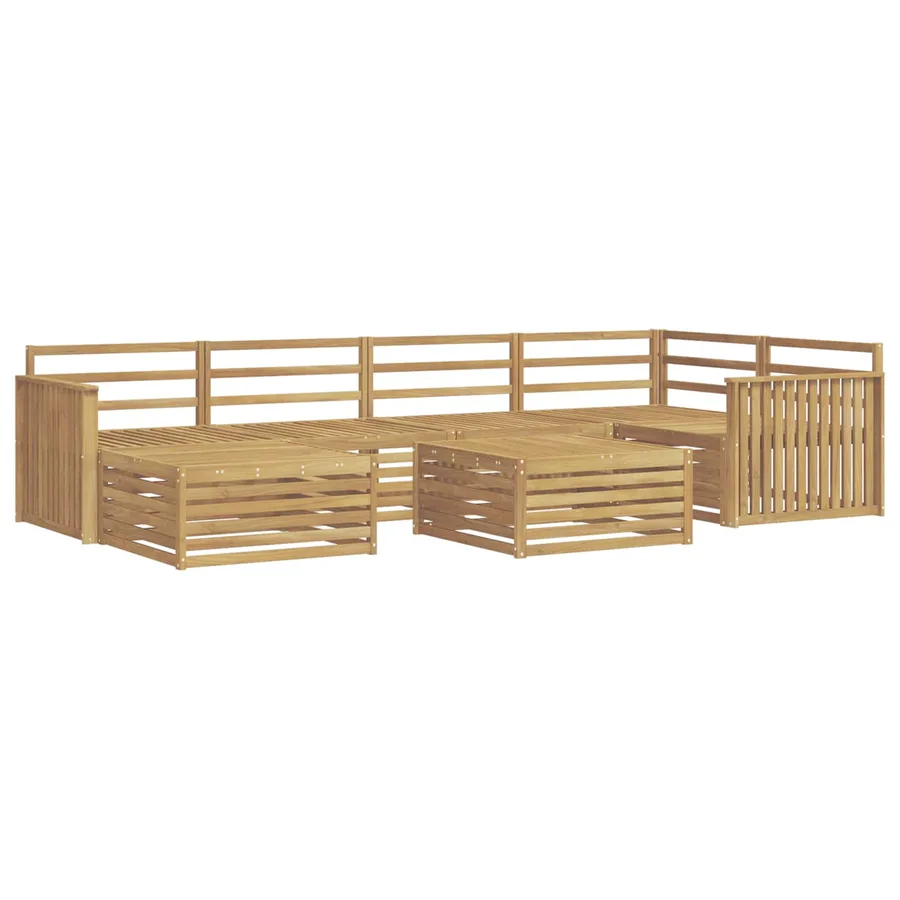 Ensemble de canapés d'extérieur 7 pc Blanc Bois d'Acacia Massif - 2