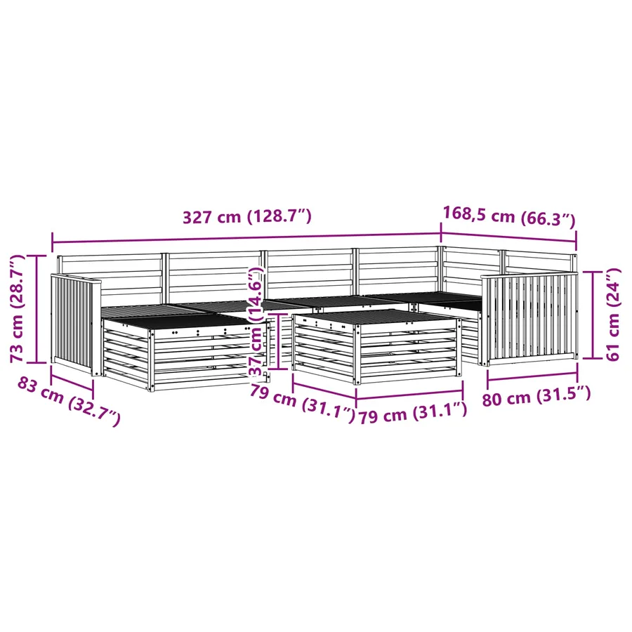 Ensemble de canapés d'extérieur 7 pc Blanc Bois d'Acacia Massif - 9