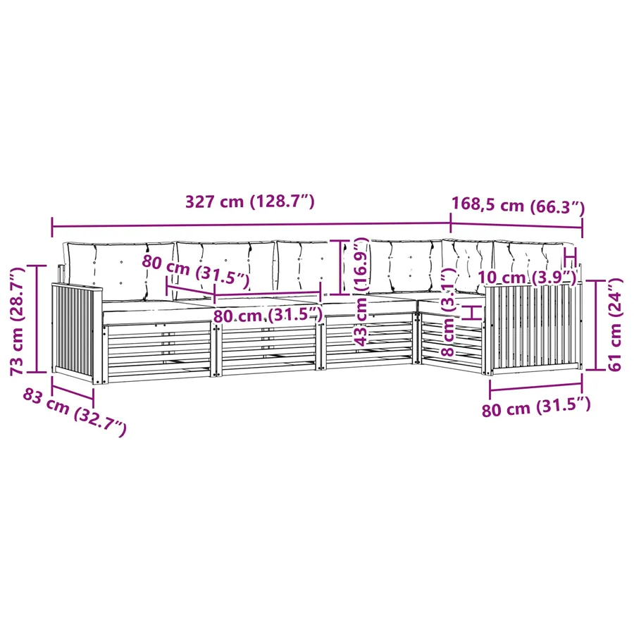 Ensemble de canapés d'extérieur 5 pc Blanc et anthracite - 8