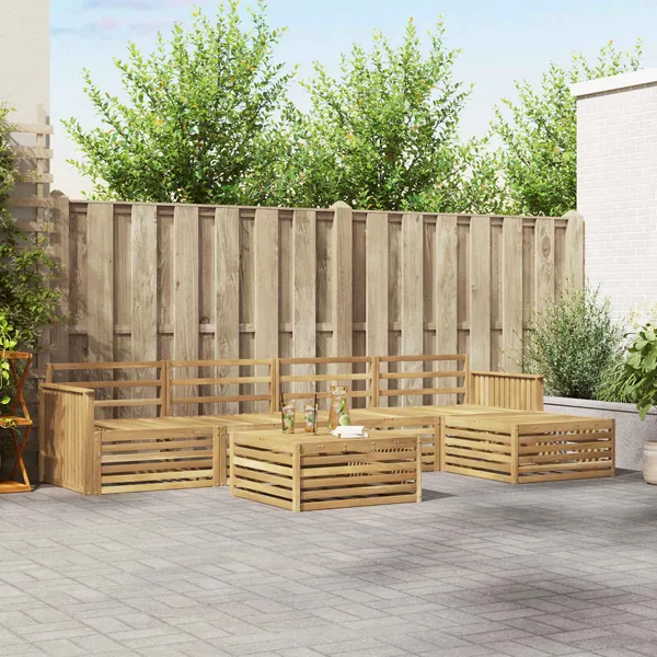 Ensemble de canapés d'extérieur 6 pc Blanc Bois d'Acacia Massif