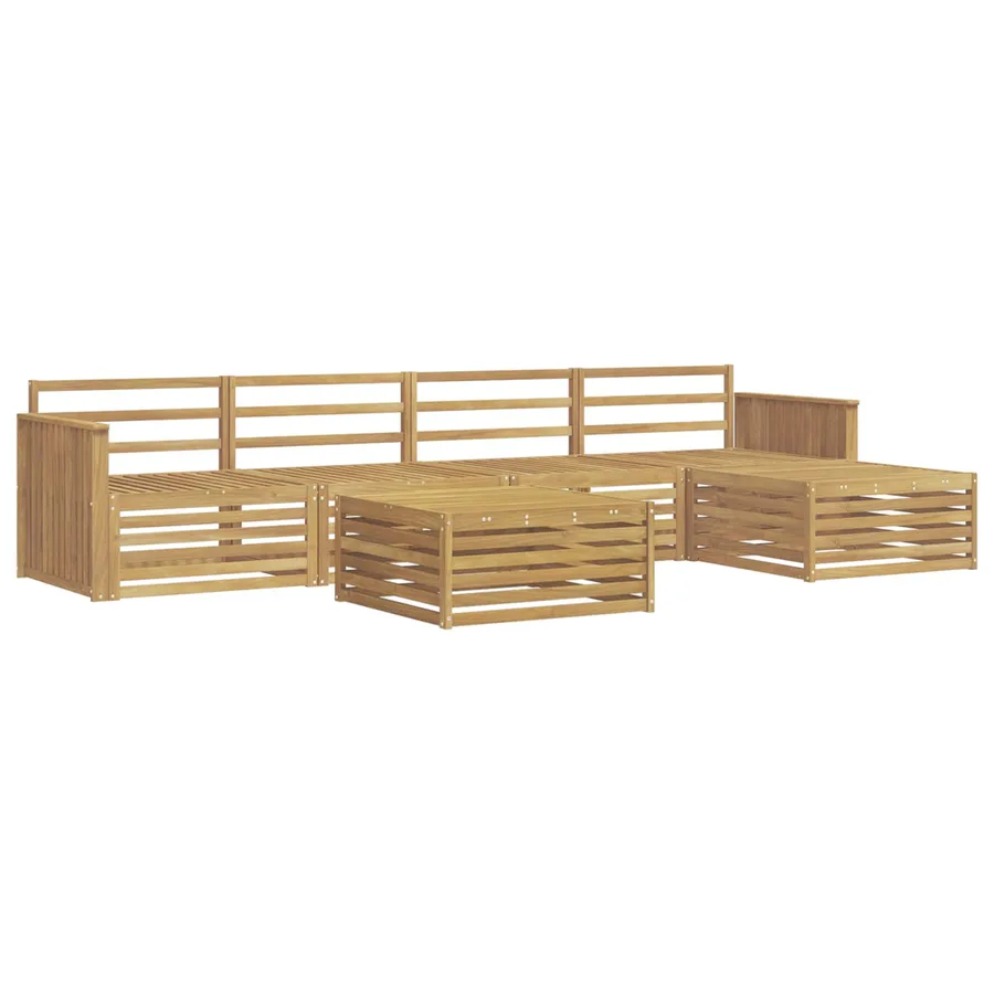 Ensemble de canapés d'extérieur 6 pc Blanc Bois d'Acacia Massif - 2