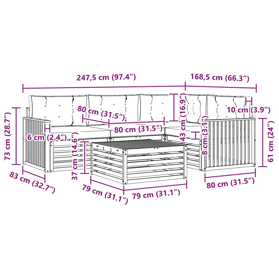 Ensemble de canapés d'extérieur 5 pc Blanc et anthracite - 7