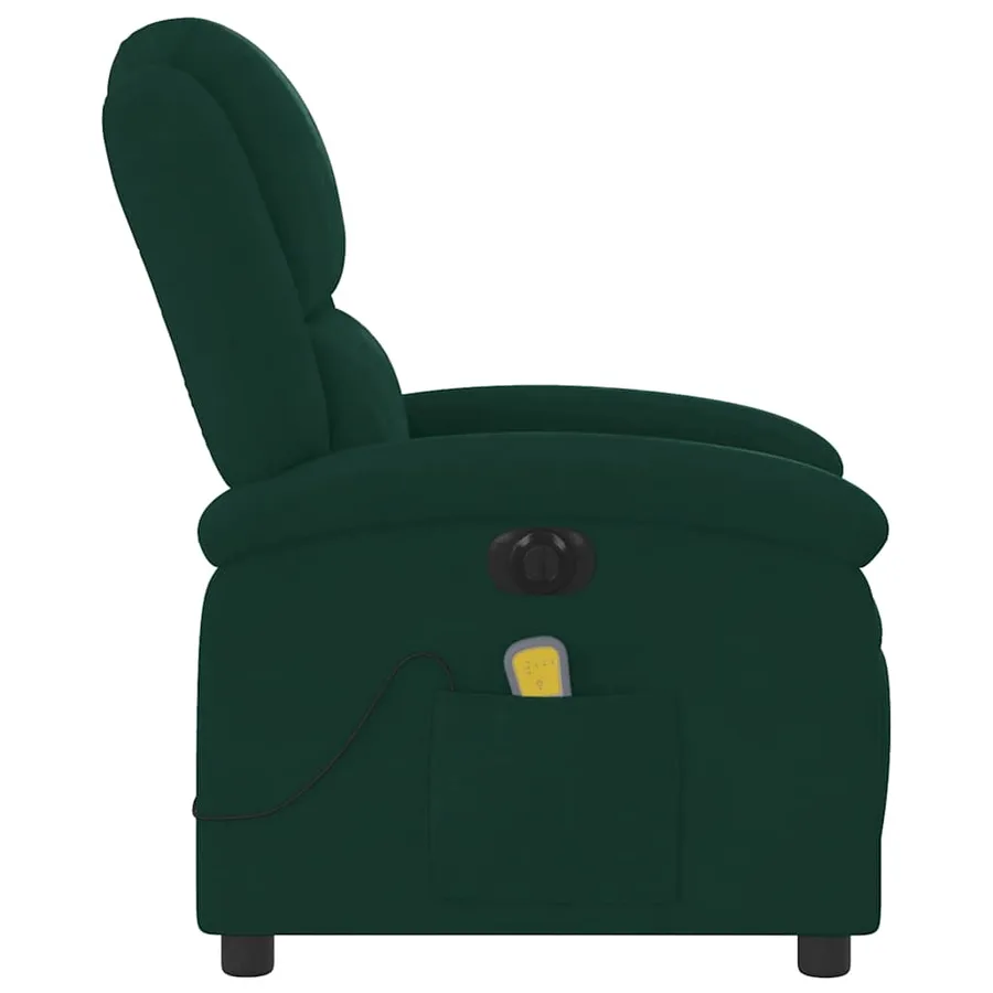 Fauteuil inclinable de massage électrique vert foncé velours - 10