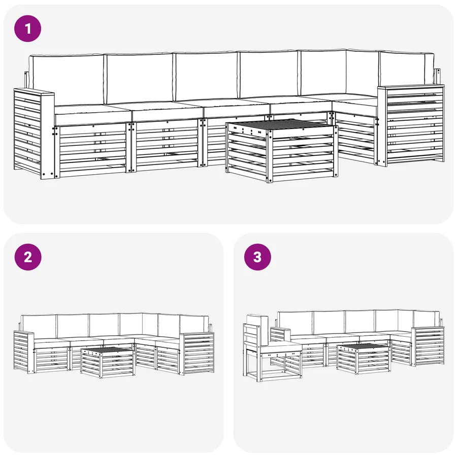 Ensemble de canapés d'extérieur 7 pcs Blanc et crème - 7