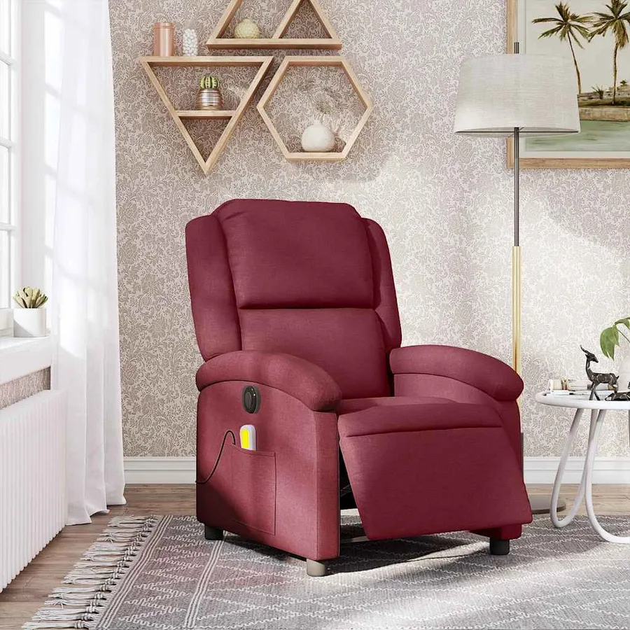 Fauteuil de massage inclinable électrique Rouge bordeaux Tissu - 15