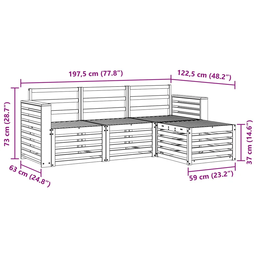 Ensemble de canapés d'extérieur 4 pcs Blanc - 7