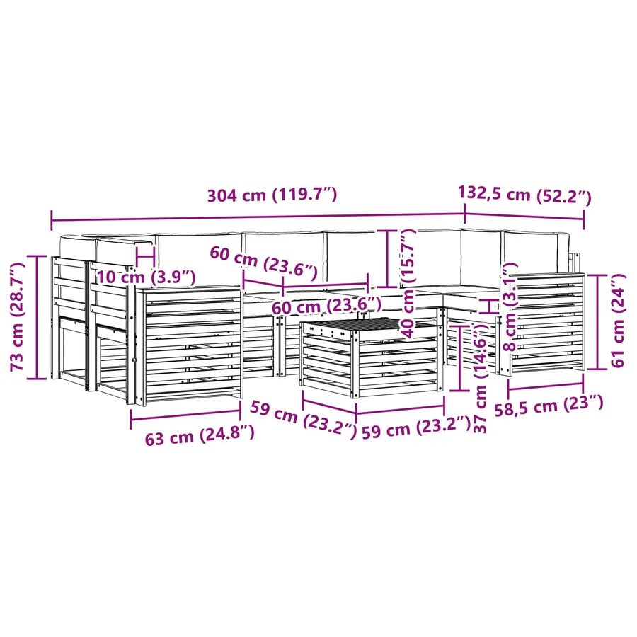 Ensemble de canapés d'extérieur 8 pcs Blanc et anthracite - 7