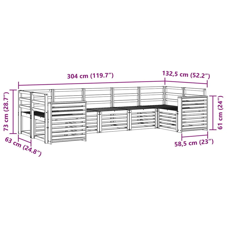 Ensemble de canapés d'extérieur 7 pcs Blanc 304 x 132,5 x 73 cm - 6