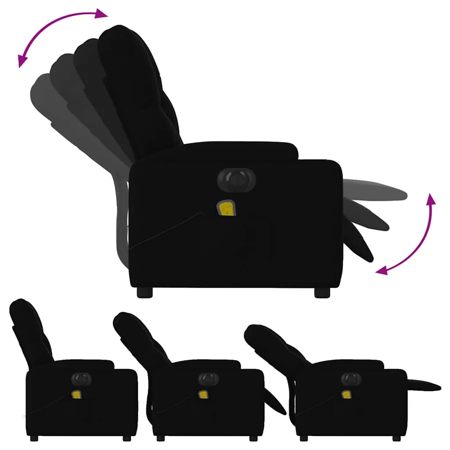 Fauteuil de massage inclinable électrique Noir Tissu - 7