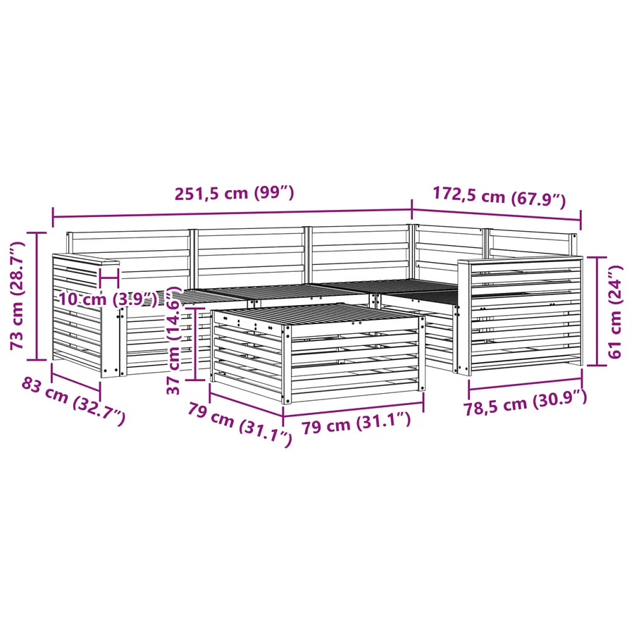 Ensemble de canapés d'extérieur 5 pc Blanc Bois d'Acacia Massif - 8