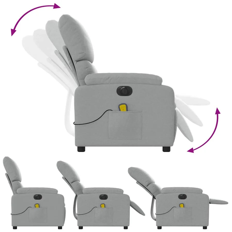 Fauteuil de massage inclinable électrique gris clair tissu - 9