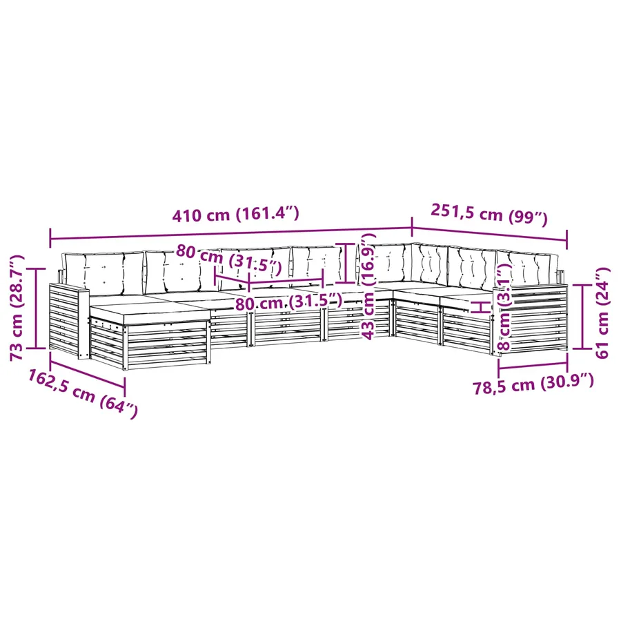 Ensemble de canapés d'extérieur 8 pc Blanc et crème - 7