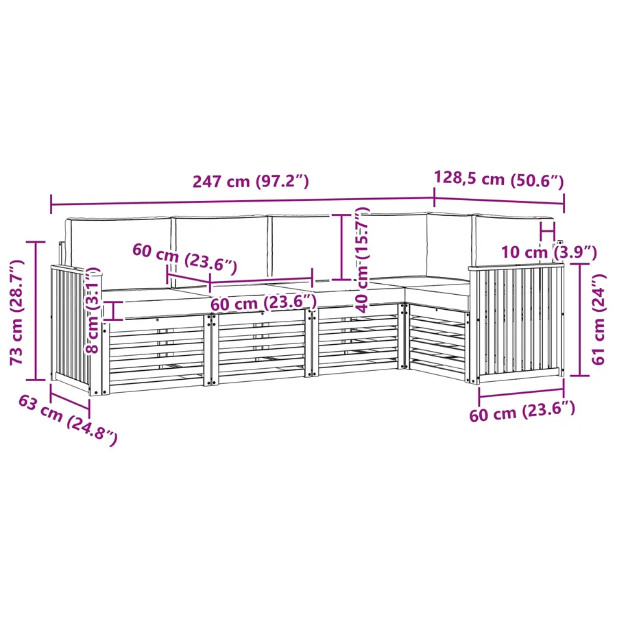 Ensemble de canapés d'extérieur 5 pcs Blanc et Beige - 8