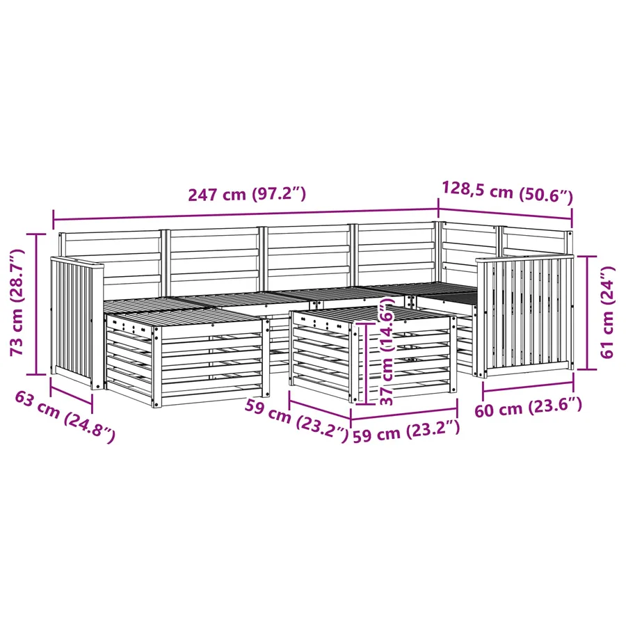 Ensemble de canapés d'extérieur 7 pcs Blanc Polyester - 9
