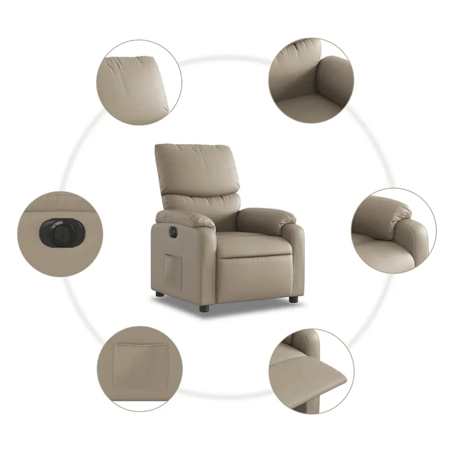 Fauteuil inclinable électrique Cappuccino Similicuir - 8
