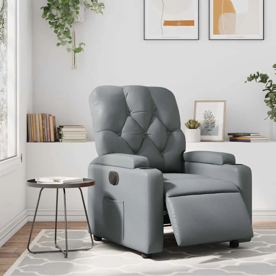 Fauteuil inclinable électrique Gris Similicuir - 16