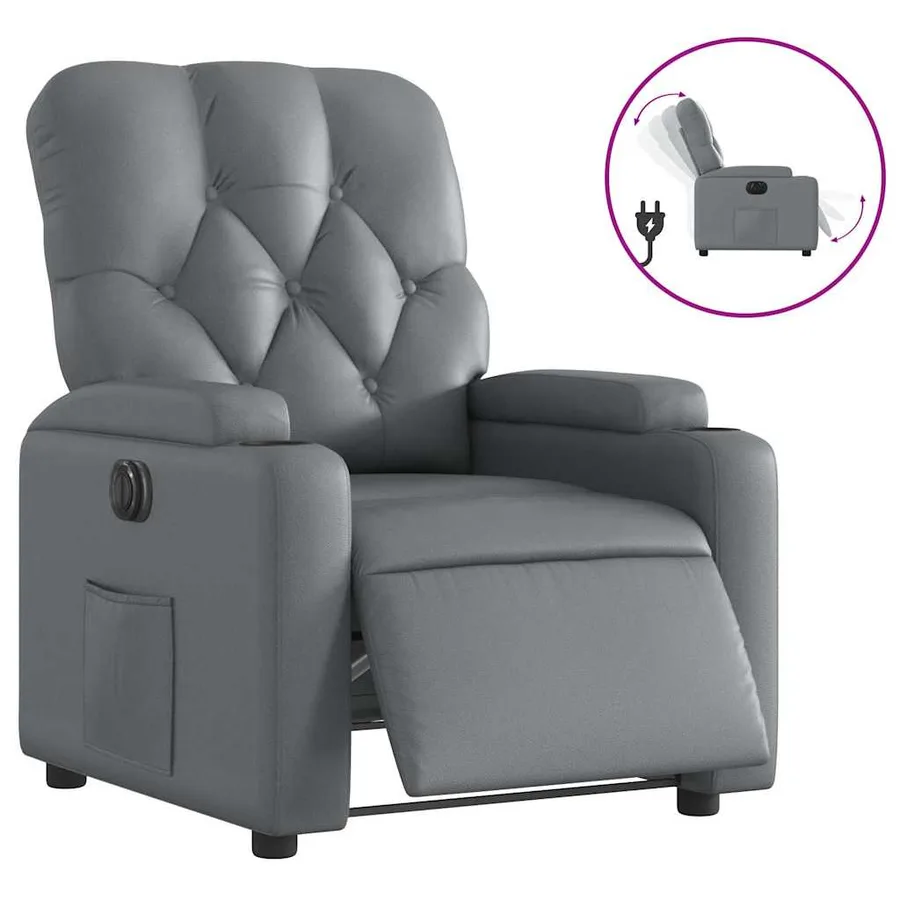 Fauteuil inclinable électrique Gris Similicuir - 2