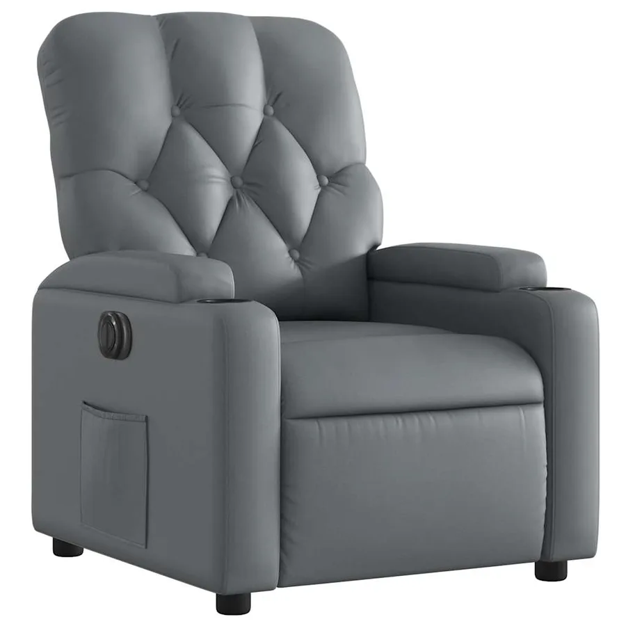 Fauteuil inclinable électrique Gris Similicuir - 4
