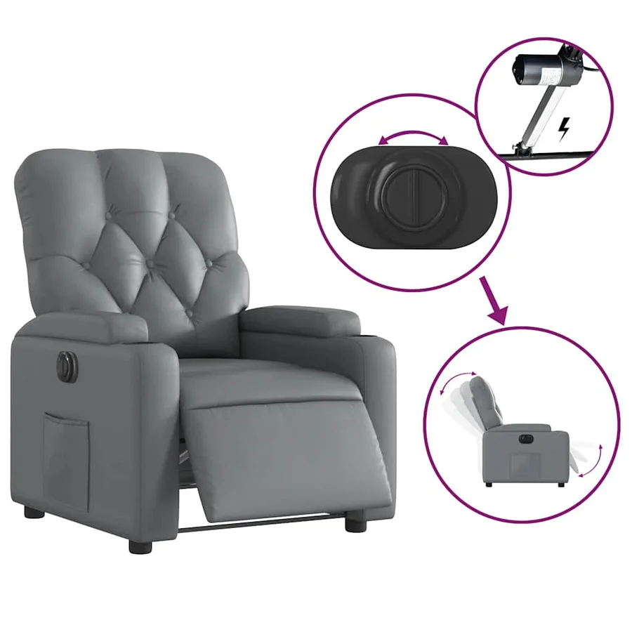 Fauteuil inclinable électrique Gris Similicuir - 6