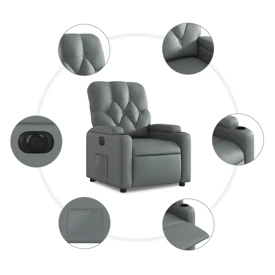 Fauteuil inclinable électrique Gris Similicuir - 8