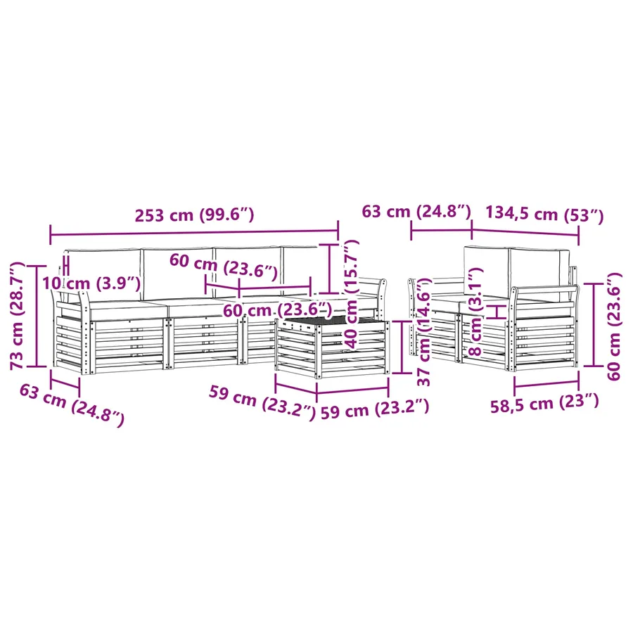 Ensemble de canapés d'extérieur 7 pcs Blanc et Beige Polyester - 7
