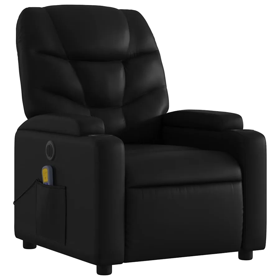 Fauteuil de massage inclinable électrique noir similicuir - 4