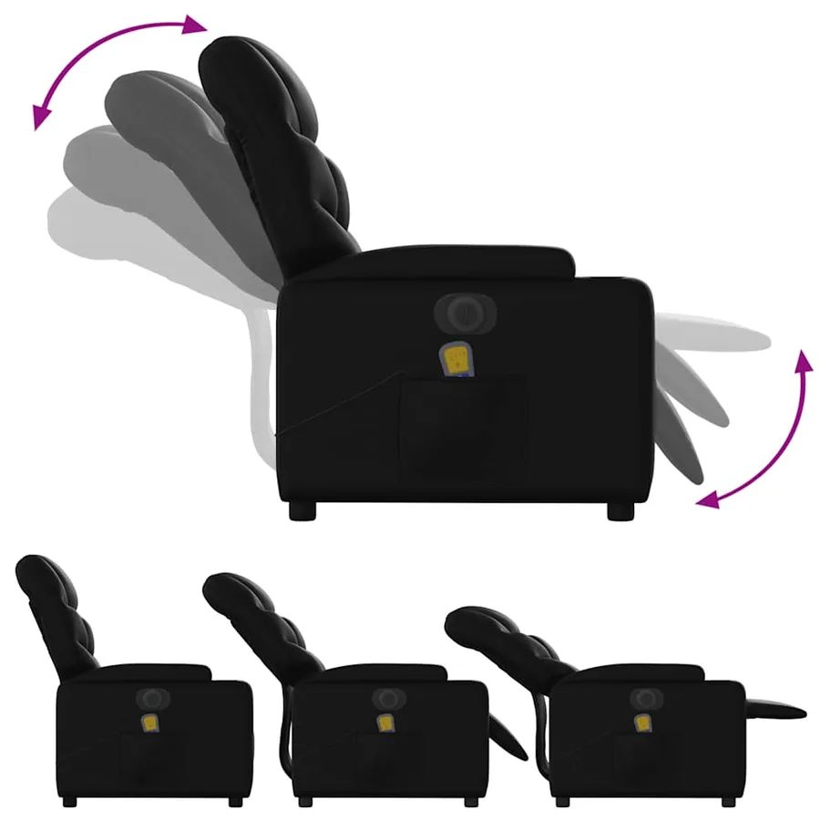 Fauteuil de massage inclinable électrique noir similicuir - 7