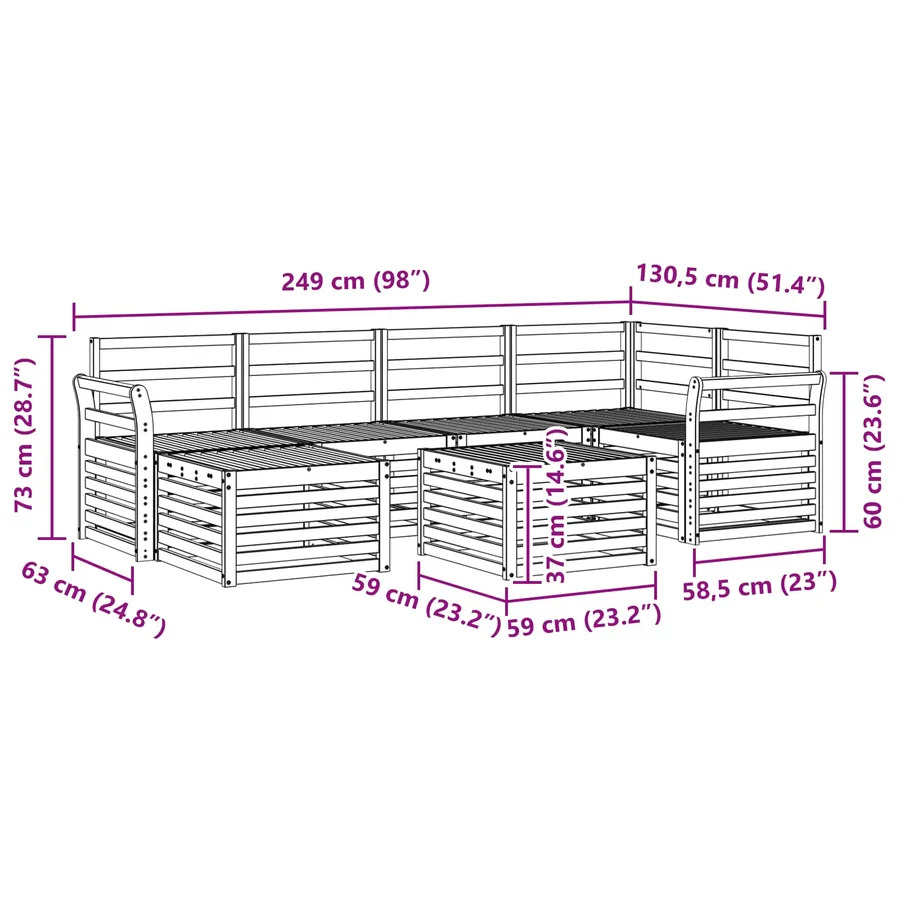 Ensemble de canapés d'extérieur 7 pcs Blanc Polyester - 9