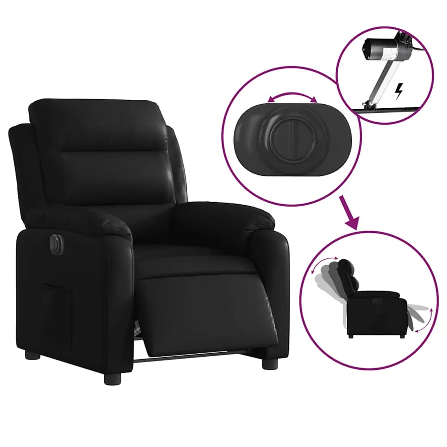 Fauteuil inclinable électrique Noir Similicuir - 6