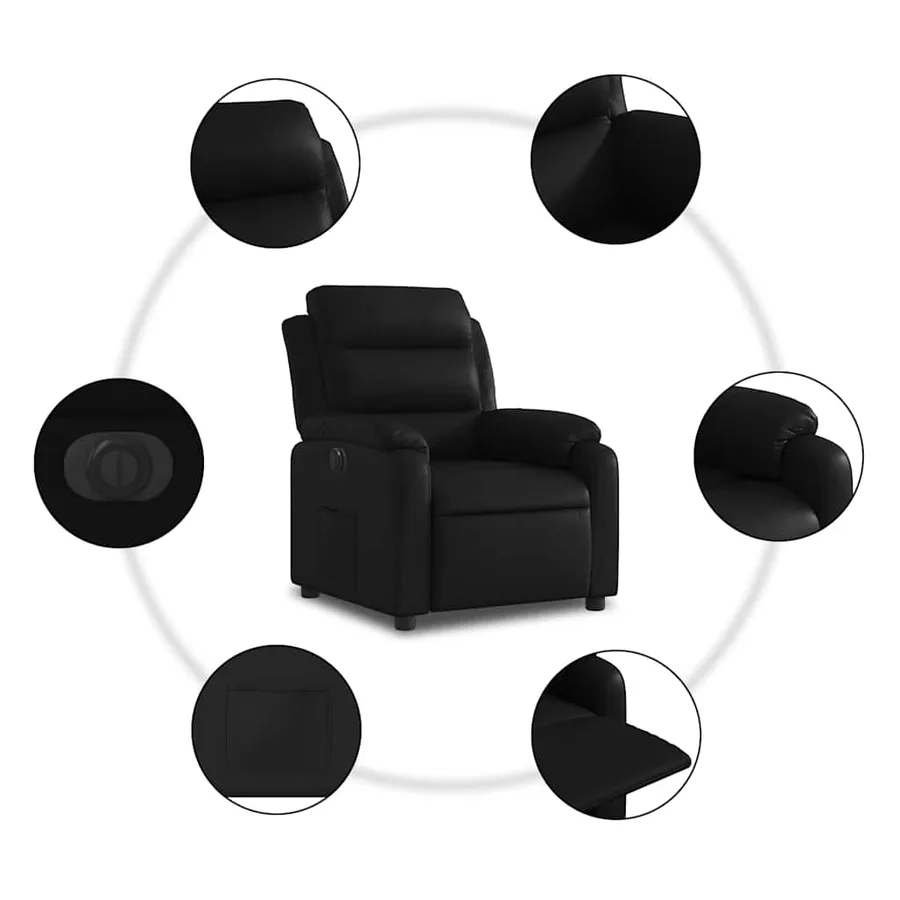 Fauteuil inclinable électrique Noir Similicuir - 8