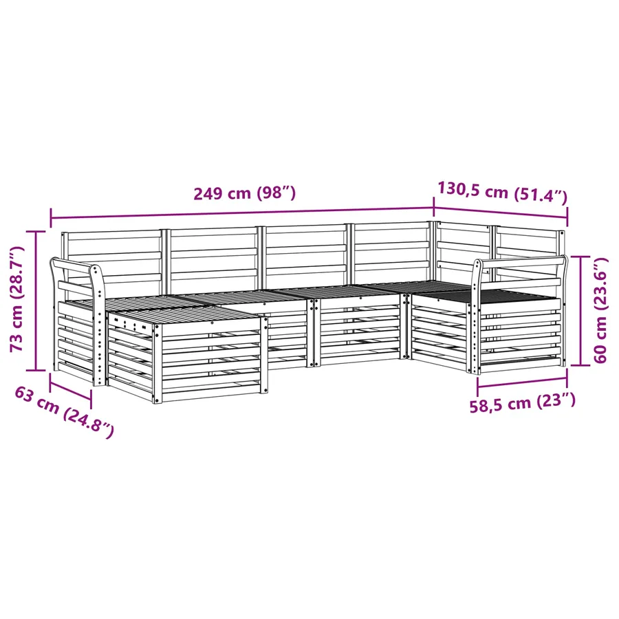 Ensemble de canapés d'extérieur 6 pcs Blanc Polyester - 8