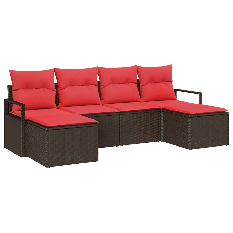 Ensemble de Canapés 6 pcs Marron et rouge polyrotin - 2