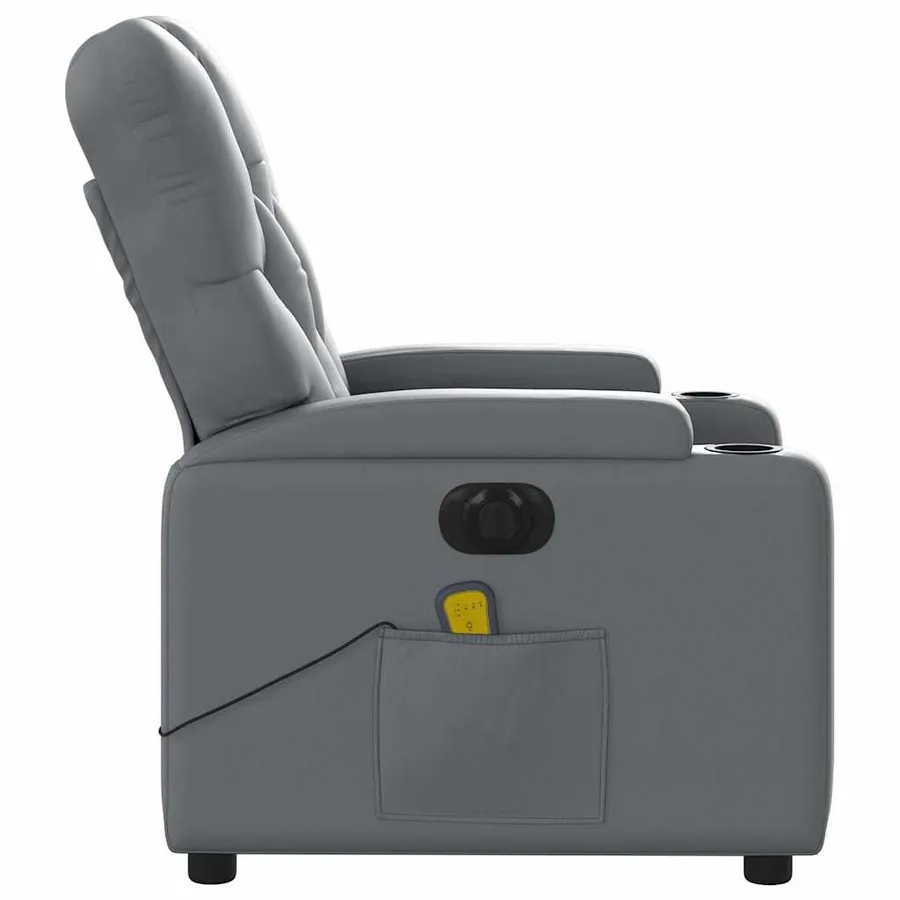 Fauteuil de massage inclinable électrique gris similicuir - 10