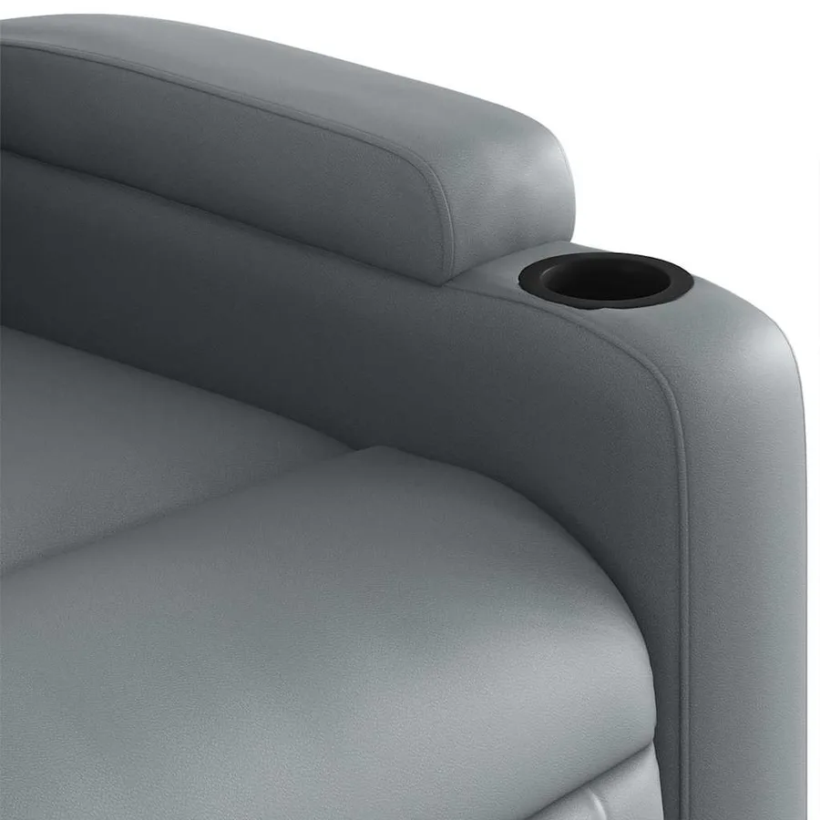 Fauteuil de massage inclinable électrique gris similicuir - 11